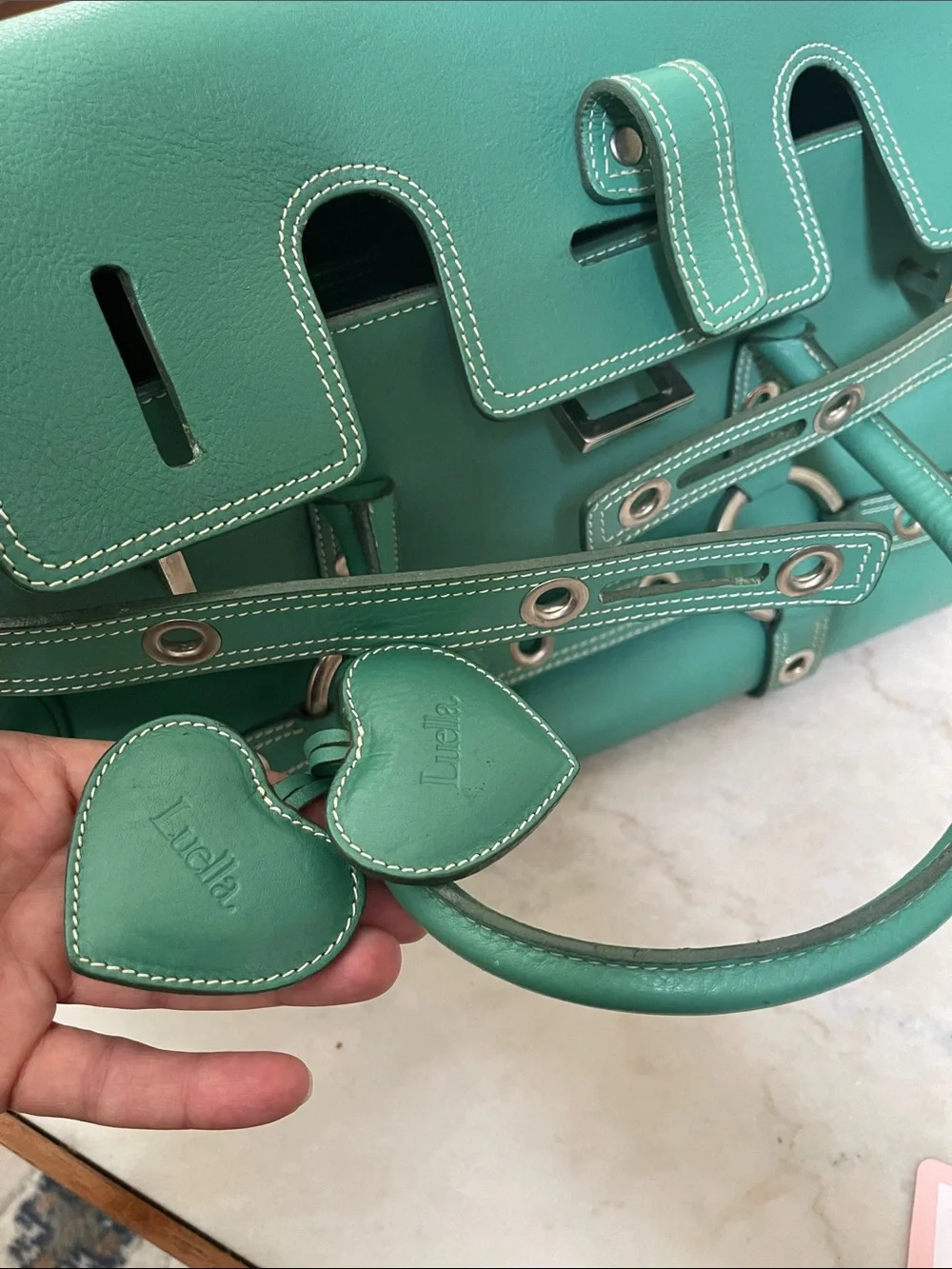 Luella Bartley Gisele handbag by Mullbery Teal Green Leather Satchel